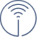 Dark blue line-art icon of a signal transmitter inside a circle, representing WiFi at our Sedona retreat.
